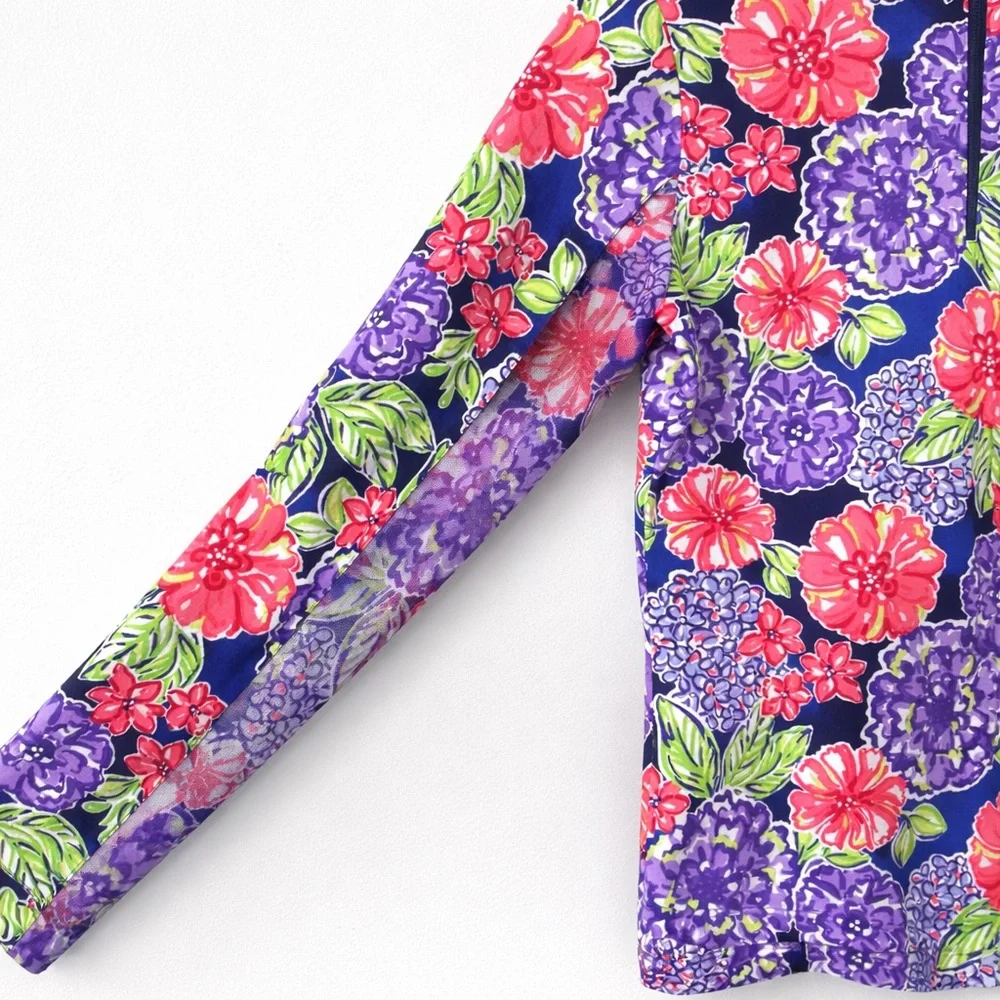 IBKUL Larisa Floral UPF 50+ Golf Top Mock Neck Long Sleeve Small - Picture 6 of 7